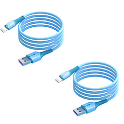 Cables X2 USB Charge Rapide 3A Silicone Bleu 2m Pour iPhone 8 / X / XR / 11 / 12 / 13 / SE 2022 Little Boutik®