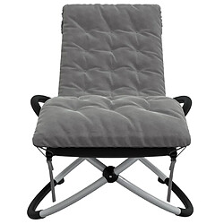 Avis vidaXL Chaise longue géométrique avec coussin noir et gris acier