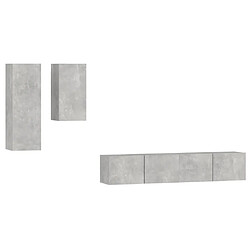 vidaXL Ensemble de meubles TV 4 pcs Gris béton Bois d'ingénierie