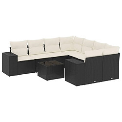 Maison Chic Ensemble Tables et chaises d'extérieur 9 pcs avec coussins,Salon de jardin noir résine tressée -GKD454804