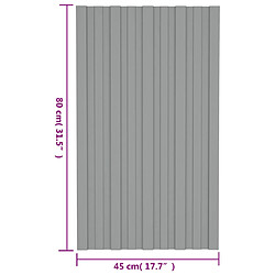 vidaXL Panneaux de toiture 36 pcs Acier galvanisé Gris 80x45 cm pas cher