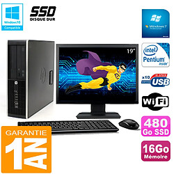 PC HP Compaq Pro 6200 SFF Ecran 19" Intel G840 16Go 480 Go SSD Graveur Wifi W7 - Occasion