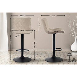 Decoshop26 Lot de 2 tabourets de bar en synthétique crème pieds en métal noir hauteur réglable pivotant TDB10731