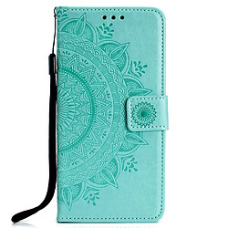 Etui en PU empreinte fleur vert pour votre Huawei Y6p