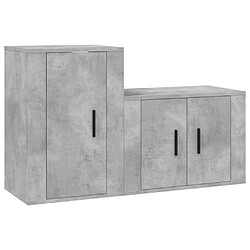 vidaXL Ensemble de meubles TV 2 pcs gris béton bois d'ingénierie