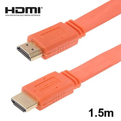 Wewoo Câble or et Orange Version 1.4, plaqué HDMI à HDMI 19Pin plat, support HD TV / XBOX 360 / PS3 Playstation 3 / projecteur / lecteur DVD etc, longueur: 1,5 m