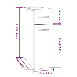 vidaXL Armoire d'apothicaire Chêne fumé 20x45,5x60cm Bois d'ingénierie pas cher