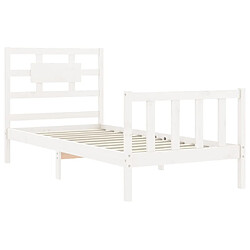 Maison Chic Cadre/structure de lit et tête de lit pour adulte - Lit Moderne Chambre blanc 100x200 cm bois massif -MN79058 pas cher