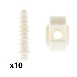 Lot de 10 clips avec chevilles Ø20mm - blanc - Zenitech