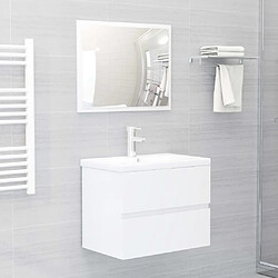 Maison Chic Ensemble de meubles de salle de bain,Armoire rangement Bain Blanc brillant Aggloméré -MN11129