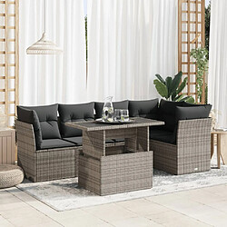 vidaXL Salon de jardin 6 pcs avec coussins gris résine tressée