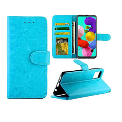 Wewoo Housse Coque Pour Galaxy A51 Crazy Horse Texture de protection en cuir à rabat horizontal avec support et fentes cartes et portefeuille et cadre photo bleu bébé