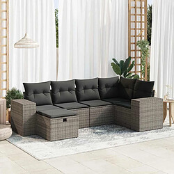 vidaXL Salon de jardin 6 pcs avec coussins gris résine tressée