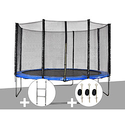 JARDIéco Kit trampoline Jardideco Cronos Ø 3,66 m Bleu + Echelle + Kit d'ancrage