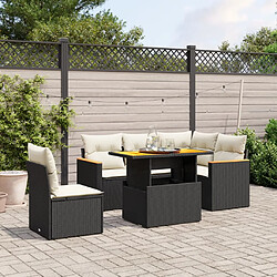 vidaXL Salon de jardin 6 pcs avec coussins noir résine tressée