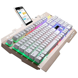 Avis Wewoo Clavier QWERTY or ZGB G700 104 Touches USB Filaire Mécanique Sentir RGB Rétro-Éclairage Métal Panneau Suspension Gaming avec Support de Téléphone