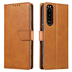 Etui en PU fermoir magnétique marron clair pour votre Sony Xperia 5 III 5G