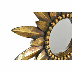 Miroir mural DKD Home Decor 38 x 3 x 38 cm Fleur Verre Doré Résine