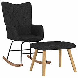 Maison Chic Chaise à bascule avec repose-pied | Fauteuil Relax Noir Tissu -GKD55467