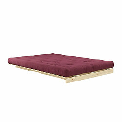 Avis Inside 75 Canapé convertible futon ROOTS pin naturel tissu bordeaux couchage 160x200 cm