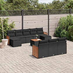 Maison Chic Salon de jardin 11 pcs avec coussins | Ensemble de Table et chaises | Mobilier d'Extérieur noir résine tressée -GKD18558