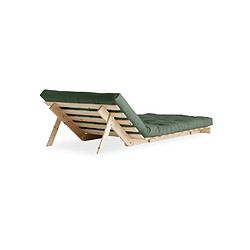 Inside 75 Fauteuil convertible futon ROOTS pin naturel coloris vert olive couchage 90 x 200 cm. pas cher