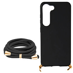 Avizar Coque Cordon pour Galaxy S23 Semi-rigide Lanière Tour du Cou 80cm Noir