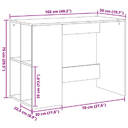 Helloshop26 Bureau table poste de travail meuble d'ordinateur informatique étude 102 x 50 x 75 cm bois d'ingénierie noir 02_0023893 pas cher