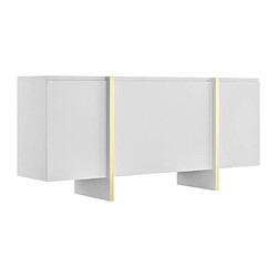 Avis Vente-Unique Buffet avec 4 portes en MDF - Blanc et Doré - LUVONIA