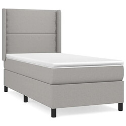 Maison Chic Structures de lit + matelas,Lit à sommier tapissier avec matelas Gris clair 90x200 cm Tissu -MN52582