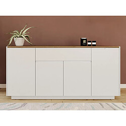 Vente-Unique Buffet AMANI - 4 portes & 1 tiroir - MDF - Coloris: Blanc laqué et Chêne