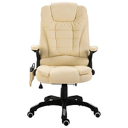 Helloshop26 Chaise fauteuil siège de bureau informatique étude de massage similicuir crème 02_0024007