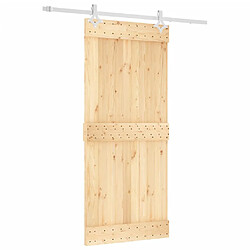 vidaXL Porte coulissante et kit de quincaillerie 90x210 cm pin massif