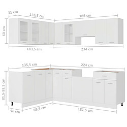 vidaXL Ensemble de meubles de cuisine 11 pcs Blanc Aggloméré pas cher