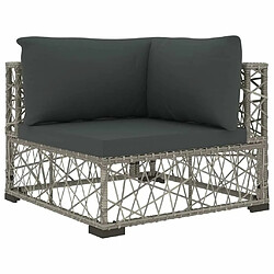 Acheter Maison Chic Salon de jardin 6 pcs + coussins - Mobilier/Meubles de jardin - Table et chaises d'extérieur Résine tressée Gris -MN91396