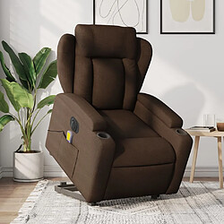 Maison Chic Fauteuil Relax pour salon, Fauteuil inclinable de massage électrique Marron Tissu -GKD40728