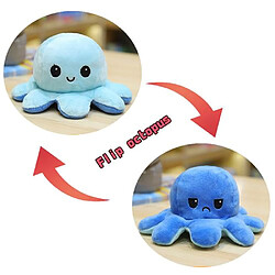 RedMiter Peluche poulpe réversible double face 30 cm Bleu à bleu clair