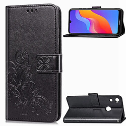 Wewoo Housse Coque Étui en cuir à motif de fleurs repiquées Lucky Clover pour HuHonor 8A, avec support et emplacements pour cartes, ainsi que portefeuille dragonne (Noir)