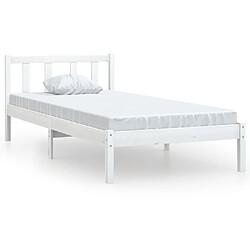 vidaXL Cadre de lit sans matelas blanc bois massif