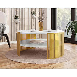 Avis Bestmobilier Cruz - table basse - effet marbre blanc et doré - 75 cm