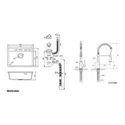 Auralum MAX 1 Bac Évier Cuisine en Granit,55*45*20cm,Kit de Vidage,Noir+Robinet Cuisine Ressort avec Douchette Extensible,2 Modes,Pivotant à 360°,Brossé pas cher