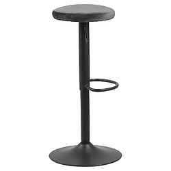 Avis Toilinux Lot de 2 Tabourets de bar avec repose pieds et hauteur réglable en tissu et métal - Gris et Noir