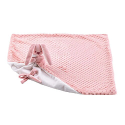 Doudou couverture attache sucette Lapin Rose et blanc - Nattou