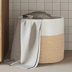 vidaXL Panier de rangement marron et blanc Ø40x35 cm coton