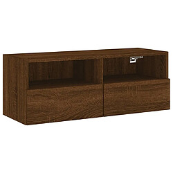 vidaXL Meuble TV mural chêne marron 80x30x30 cm bois d'ingénierie