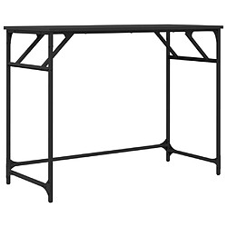 Helloshop26 Bureau table poste de travail meuble d'ordinateur informatique étude 100 x 45 x 76 cm bois ingénierie acier enduit de poudre noir 02_0023882