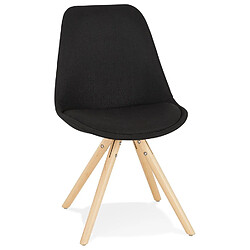 Alterego Chaise scandinave 'HIPHOP' en tissu noir avec pieds en bois finition naturelle