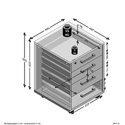 FMD Armoire à tiroirs mobile 48x49,5x65,5 cm chêne pas cher