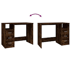 Acheter Helloshop26 Bureau table poste de travail meuble d'ordinateur informatique étude avec tiroirs chêne fumé 102 x 50 x 76 cm bois d'ingénierie brun 02_0023466