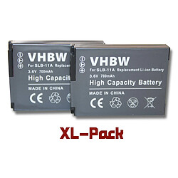 vhbw set 2 batteries 700mAh appareil photo Samsung Digimax WB100, WB600, WB650, WB690, WB700, WB1000, WB2000, WB5000, WB5500 remplace Samsung SLB-11a